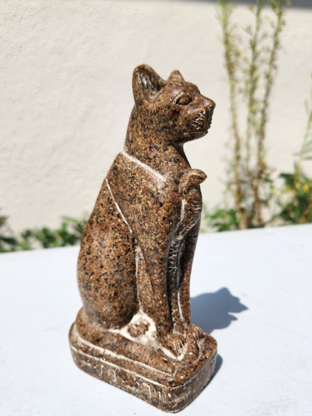 Vintage Egyptian Cat Goddess Bastet Figurine Figure Statue Decor Carved Stone